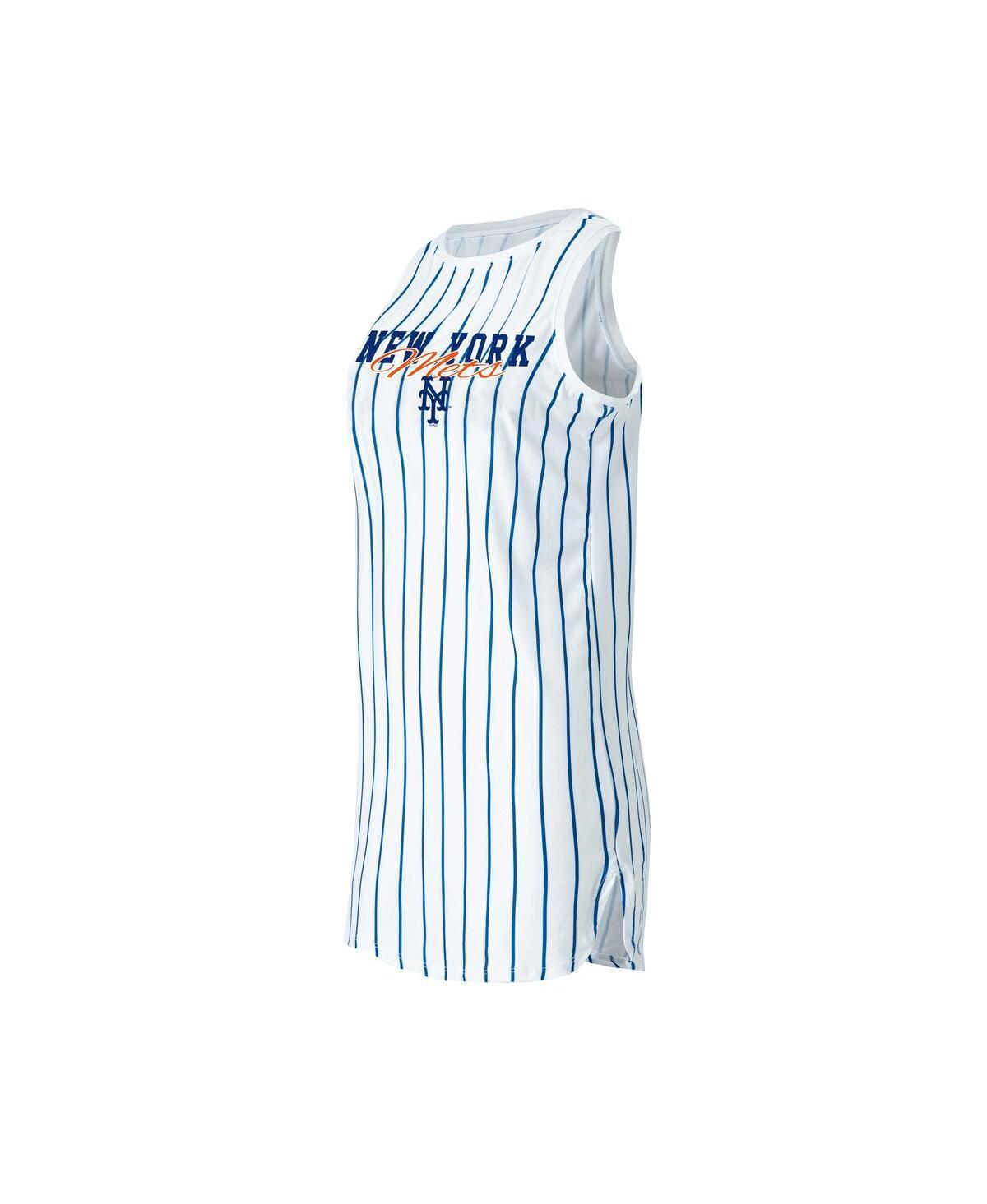 Womens Concepts Sport White New York Mets Reel Pinstripe Knit Sleeveless Nightshirt Product Image