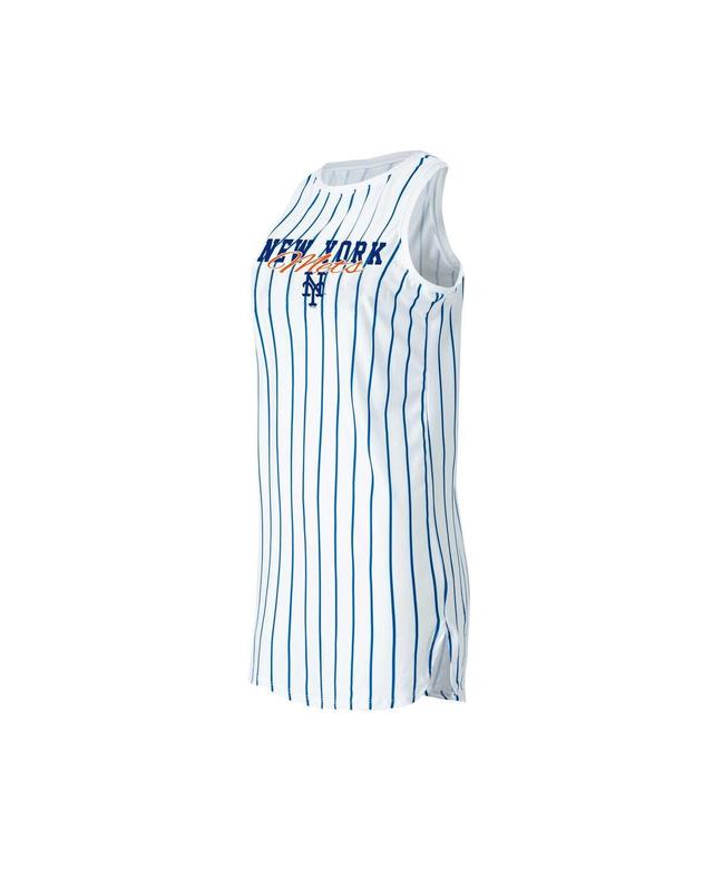 Womens Concepts Sport White New York Mets Reel Pinstripe Knit Sleeveless Nightshirt Product Image