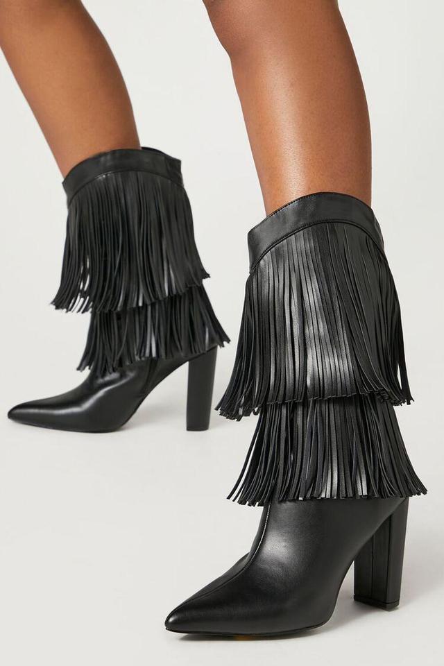 Fringe Block Heel Boots | Forever 21 Product Image