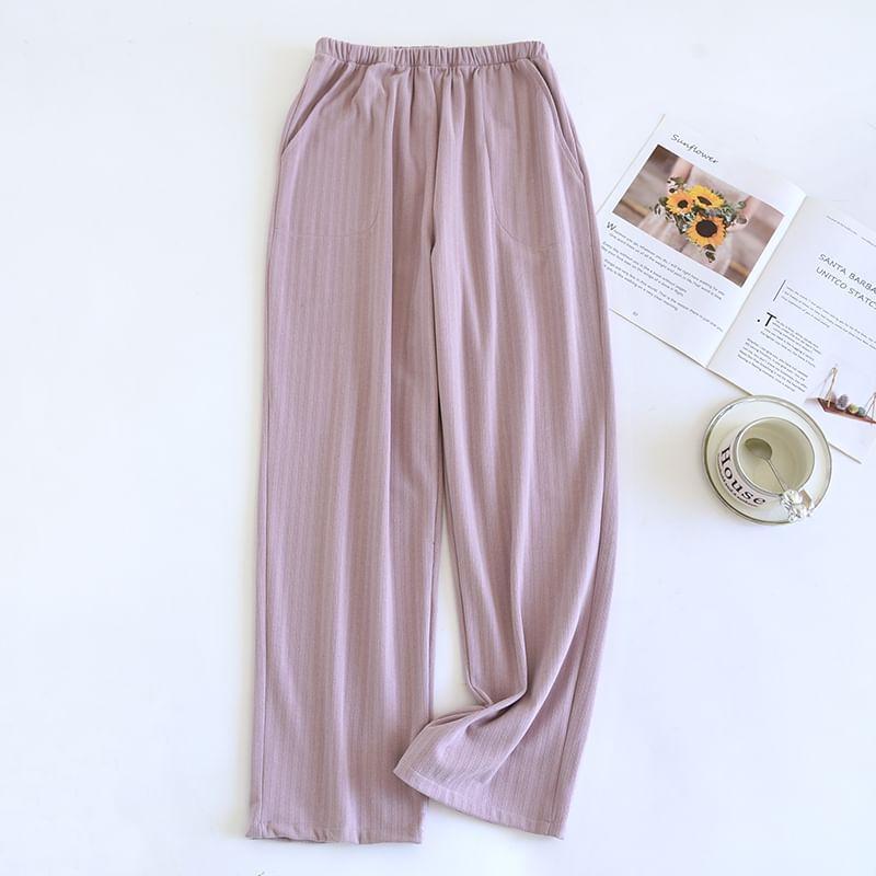 Couple Matching High Waist Striped Wide Leg Pants (Various Designs) Product Image