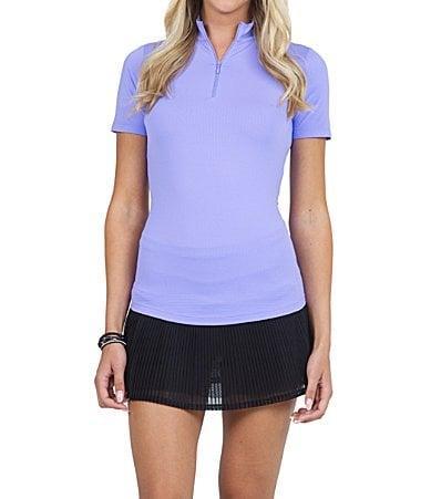 IBKUL Essential Solids Short Sleeve Quarter Zip Top Product Image