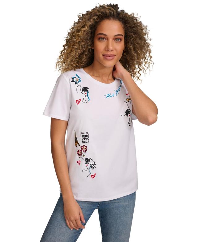 Women's Embroidered Motif T-Shirt Product Image