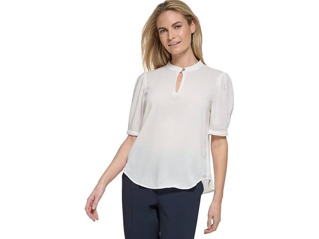 Tommy Hilfiger Womens Textured Top - Ivory Product Image