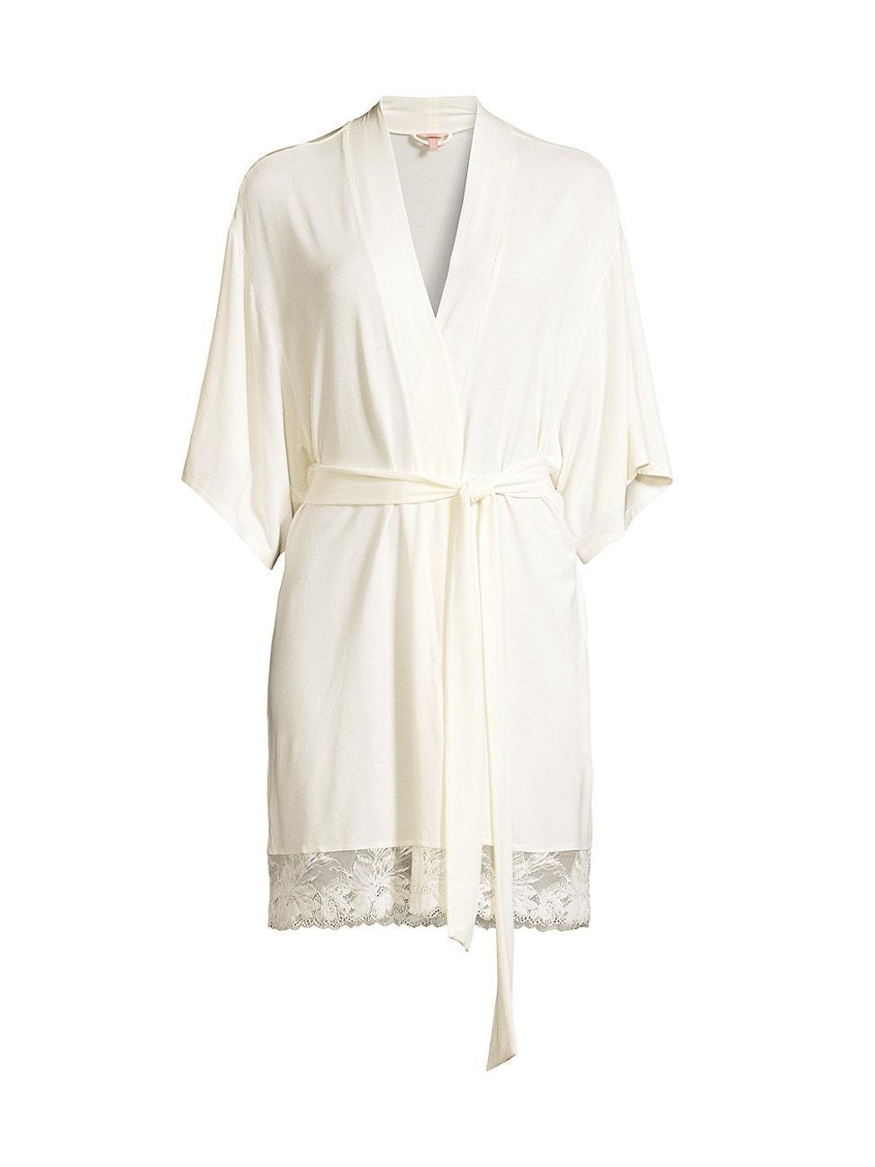 Eberjey Rosalia Lace Trim Short Robe Product Image