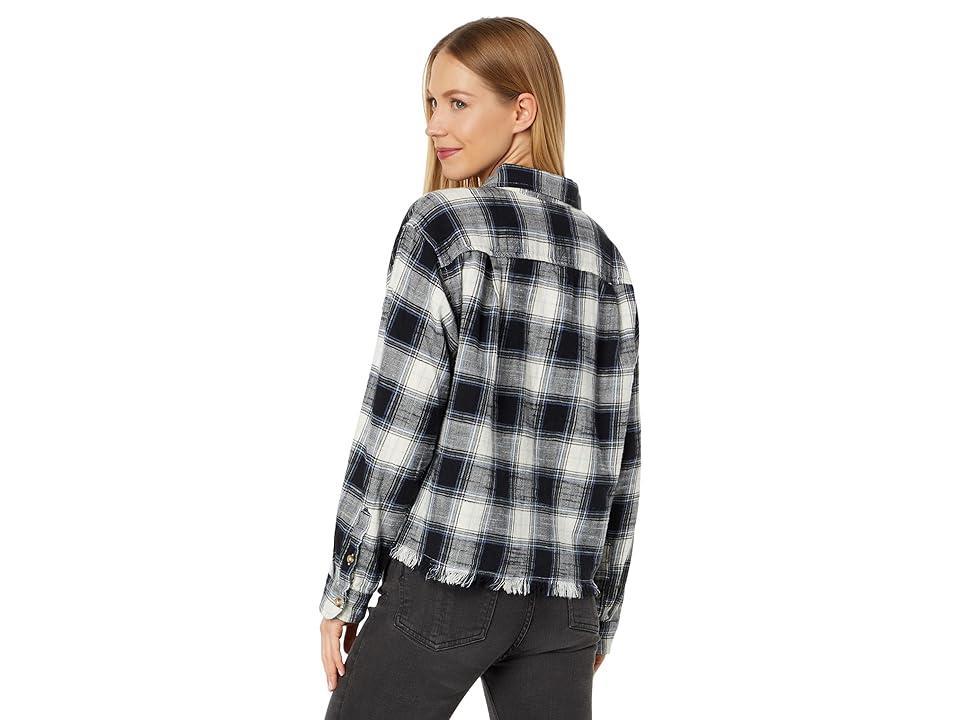 Lucky Brand Womens Cotton Raw Edge Plaid Cropped Button Down Top product image