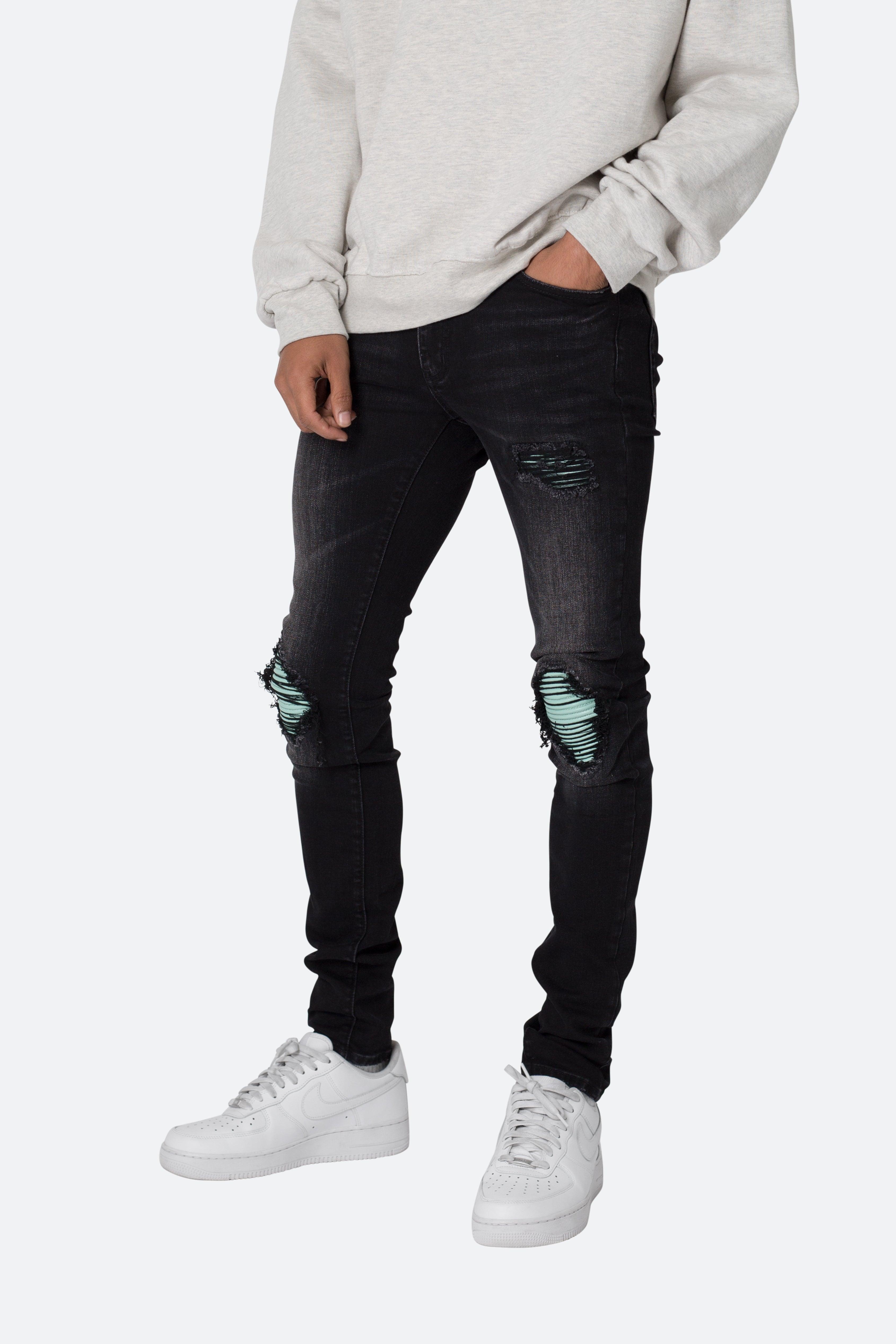 X559 Skinny Moto Denim - Black/Green Product Image