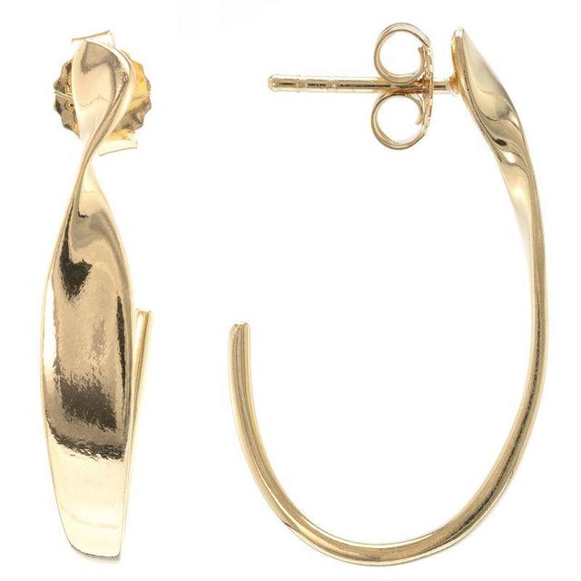 Judy Crowell Sterling Silver High Polish Open Twist C-Hoop Earrings, Womens, Gold Tone Product Image