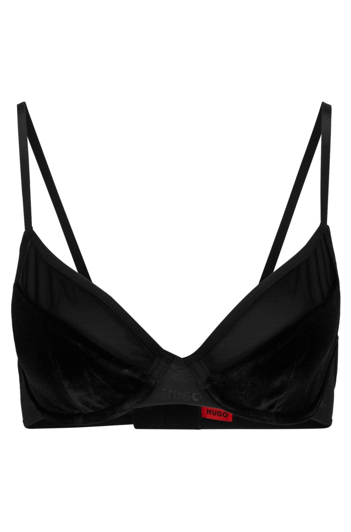 Mixed-material underwired bra with foil logo Product Image