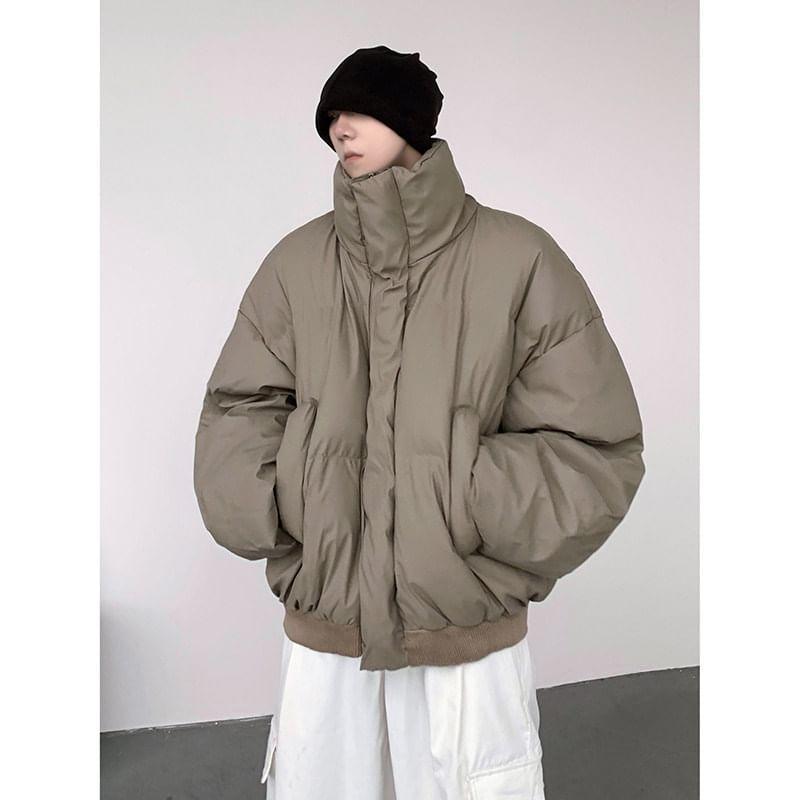 Stand Collar Plain Oversized Puffer Jacket Product Image