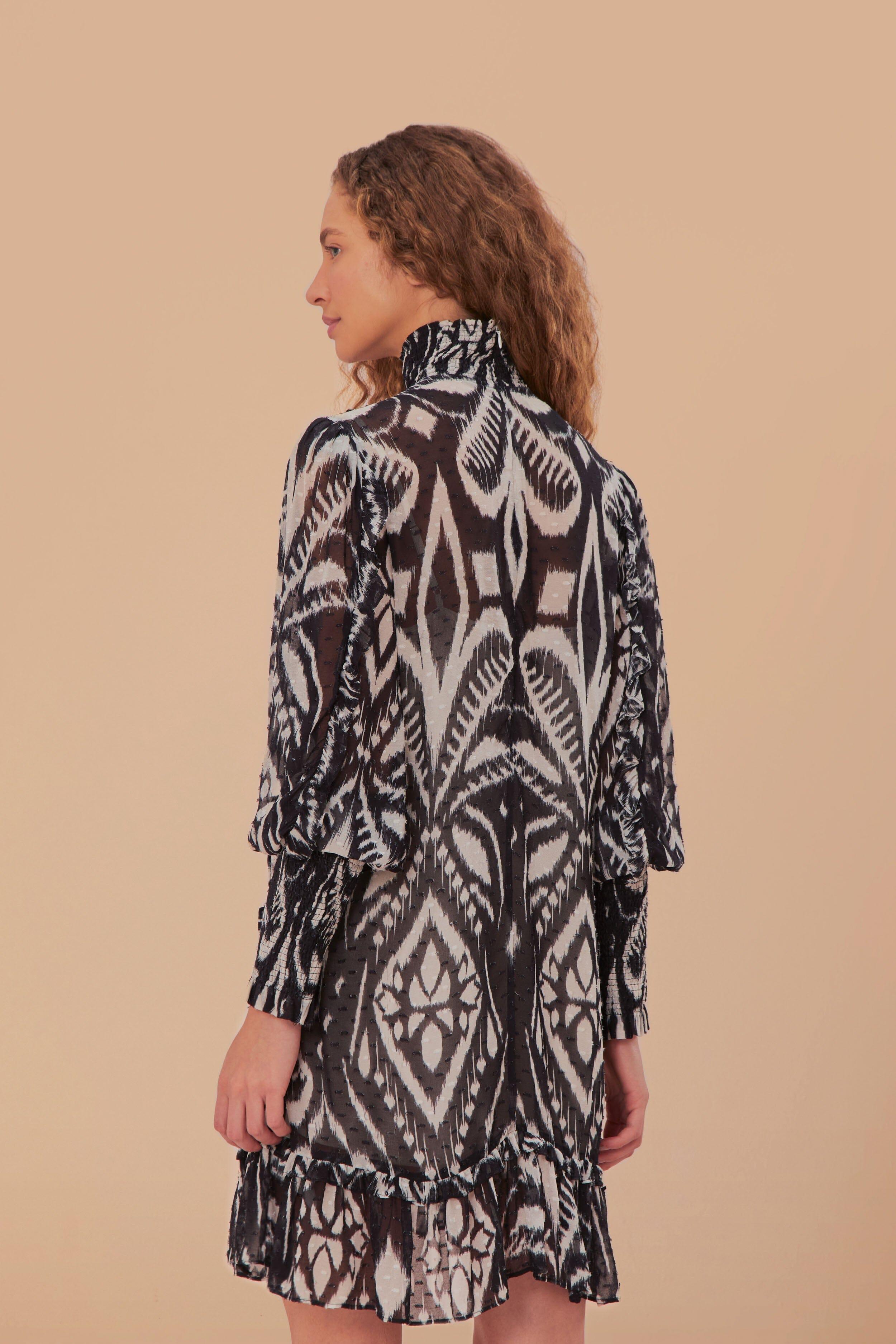 Pineapple Ikat Black Mini Dress, PINEAPPLE IKAT BLACK / L Product Image