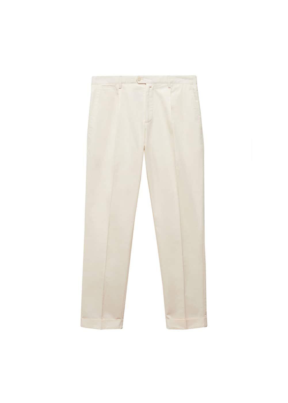 Mango Mens Pleated Cotton Linen Trousers Product Image