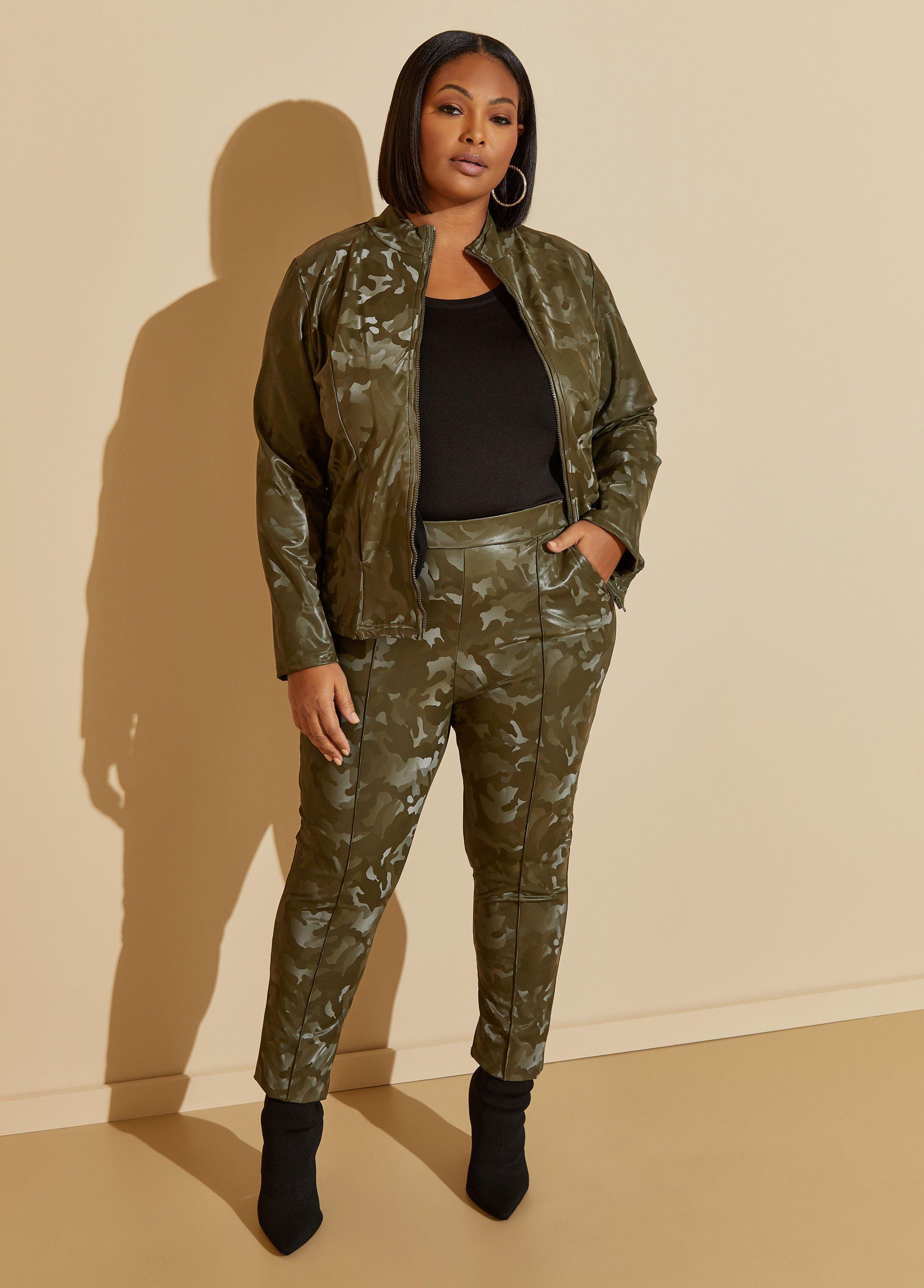 Plus Size Camo Faux Leather Leggings Ashley Stewart Product Image