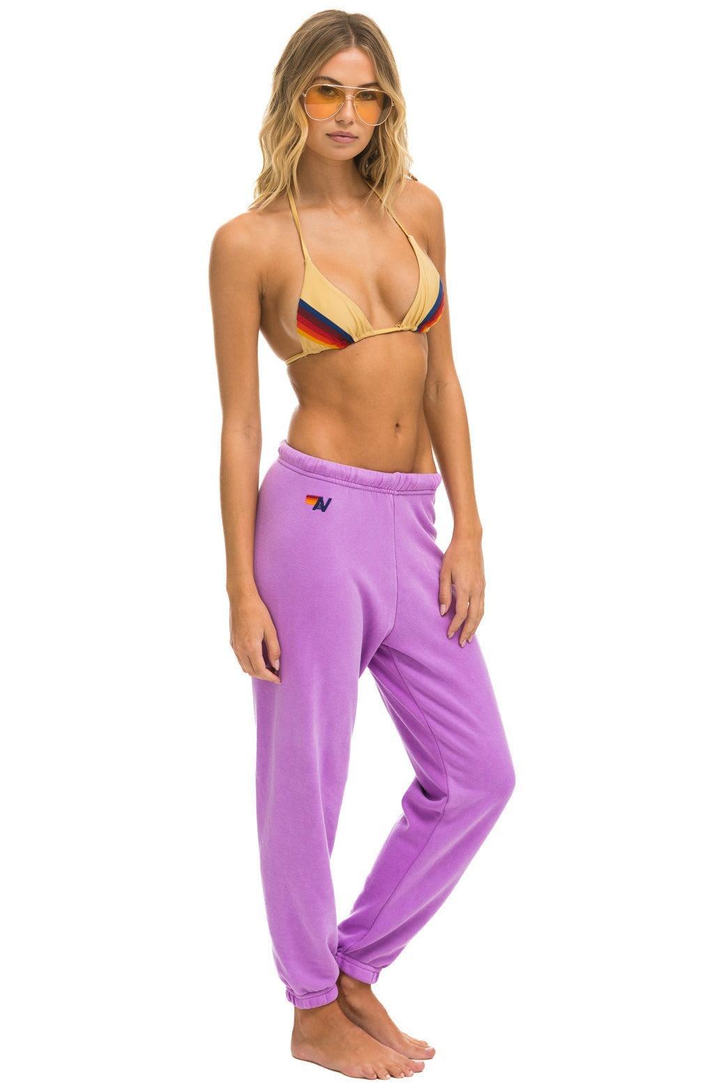 5 STRIPE SWEATPANTS - NEON PURPLE // PINK PURPLE Female Product Image