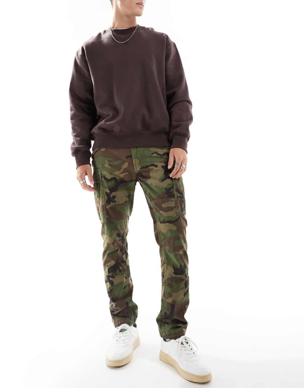 Polo Ralph Lauren surplus camo print slub canvas slim fit cargo pants in multi Product Image