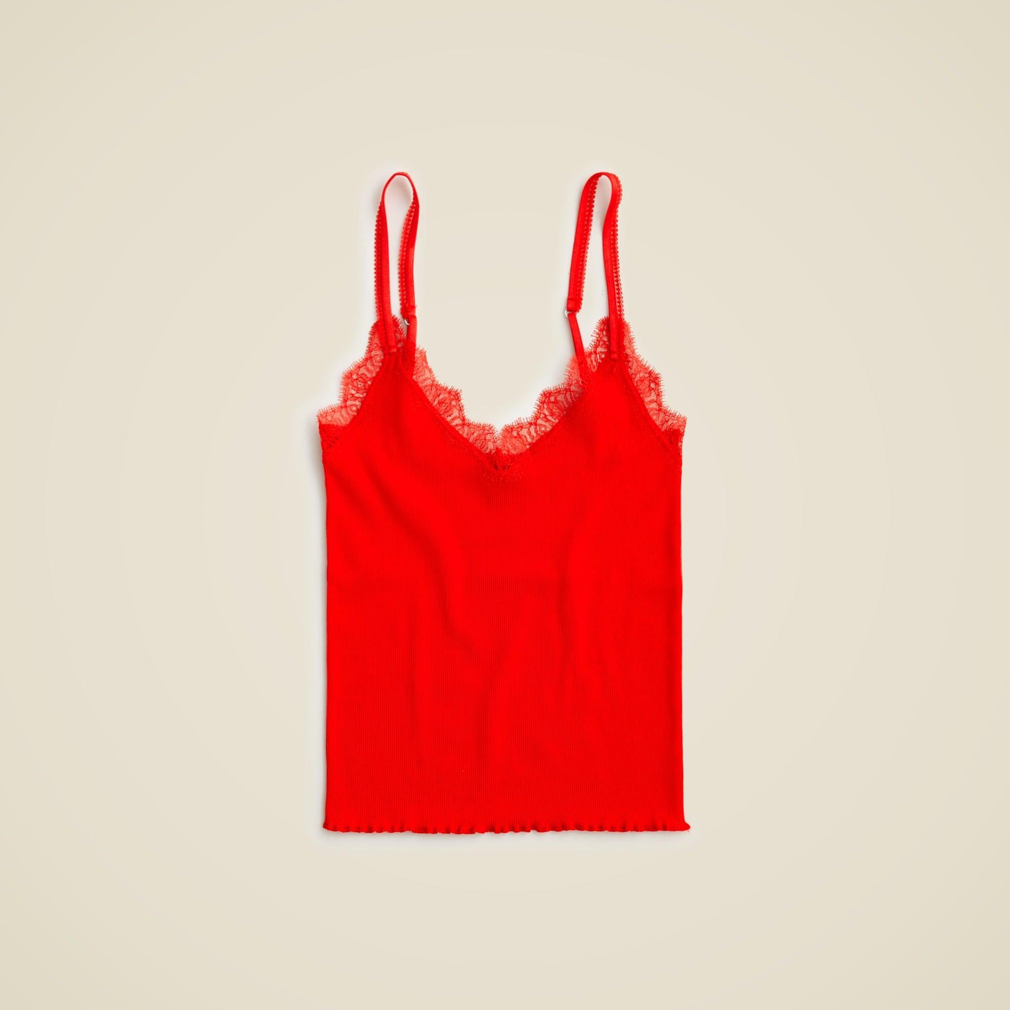 Fine rib lace-trim tank top Product Image