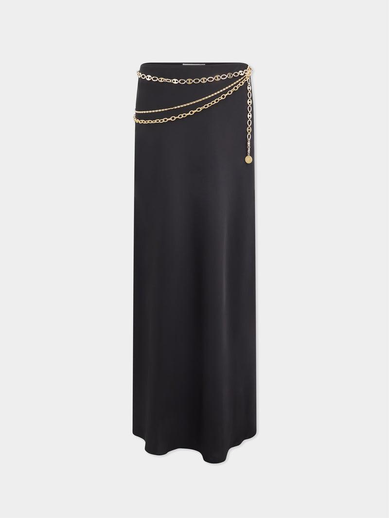 Long black skirt embellished with "eight" signature chain Product Image