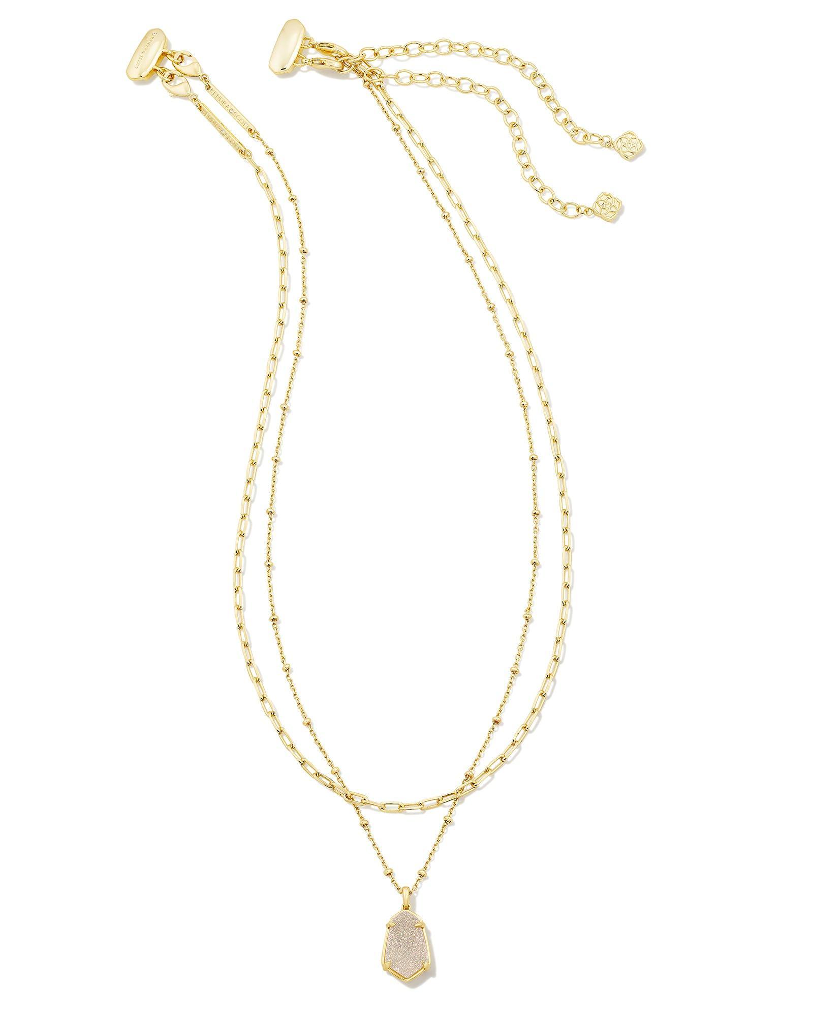 Alexandria Gold Multi Strand Necklace in Iridescent Drusy Product Image