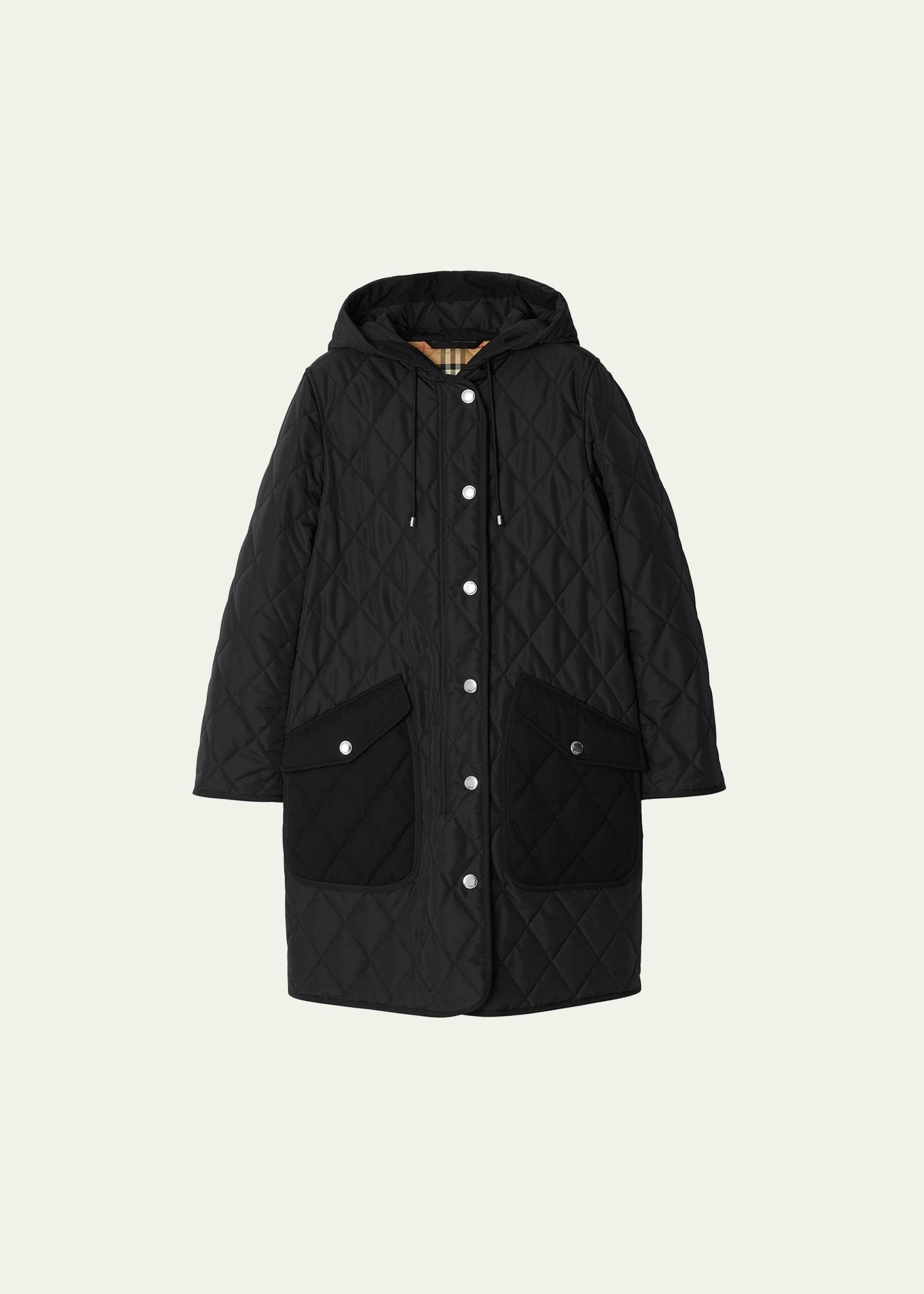 burberry Roxby Quilted Hooded Long Jacket Product Image