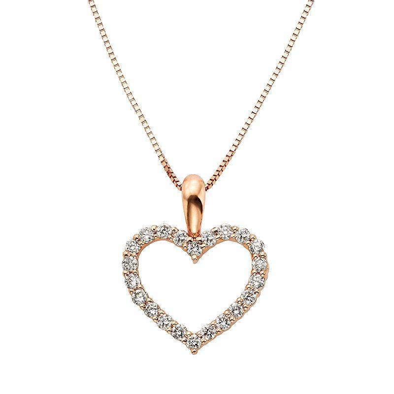 The Regal Collection 1/4 Carat T.W. IGL Certified Diamond 14k Gold Heart Pendant Necklace, Womens White Product Image