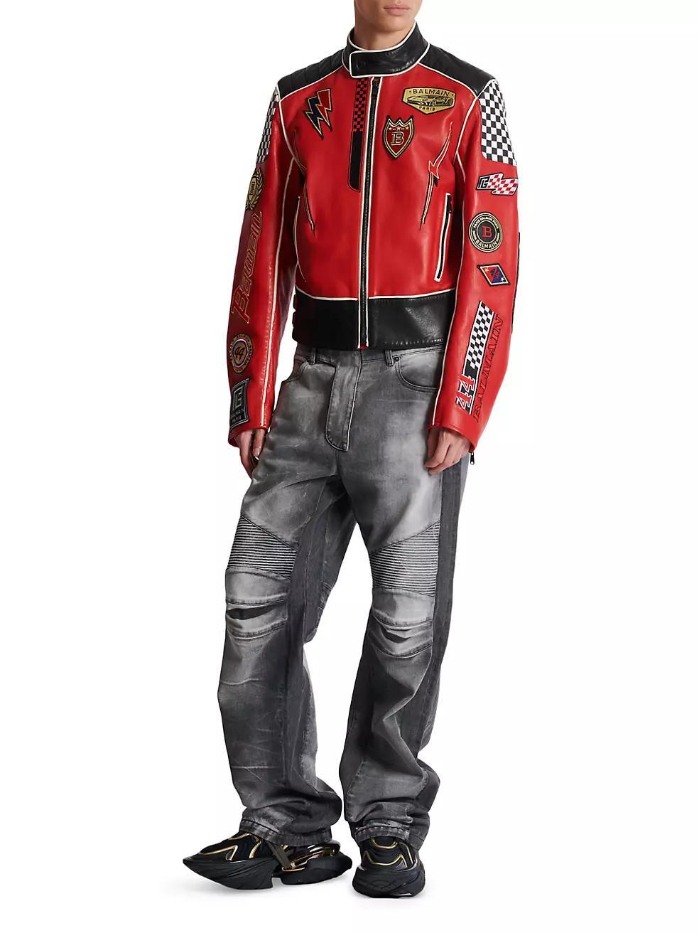 Balmain x Formula 1 Leather Biker Jacket Product Image