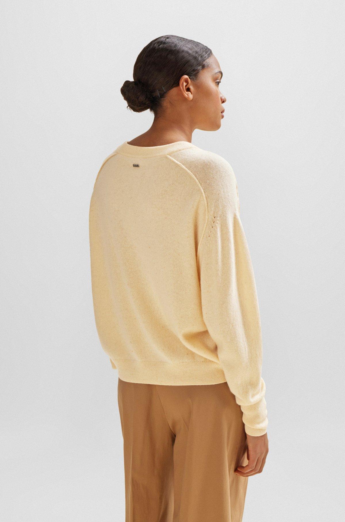 Melange sweater in cashmere with seam details Product Image