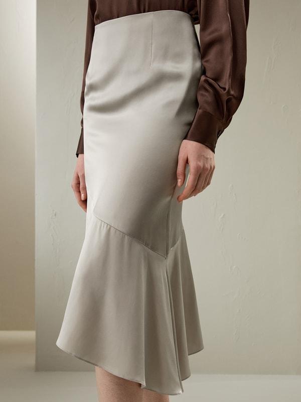 Silk Asymmetrical Fishtail Skirt Product Image