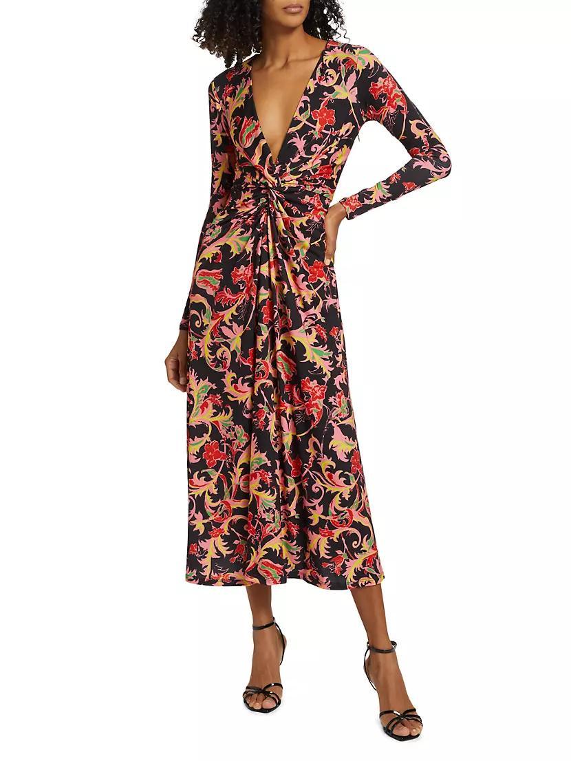 Leafy Twist-Front Midi-Dress Product Image