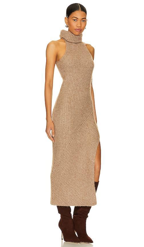 NICHOLAS Kiandra Sleeveless Turtleneck Midi Dress in Taupe Product Image