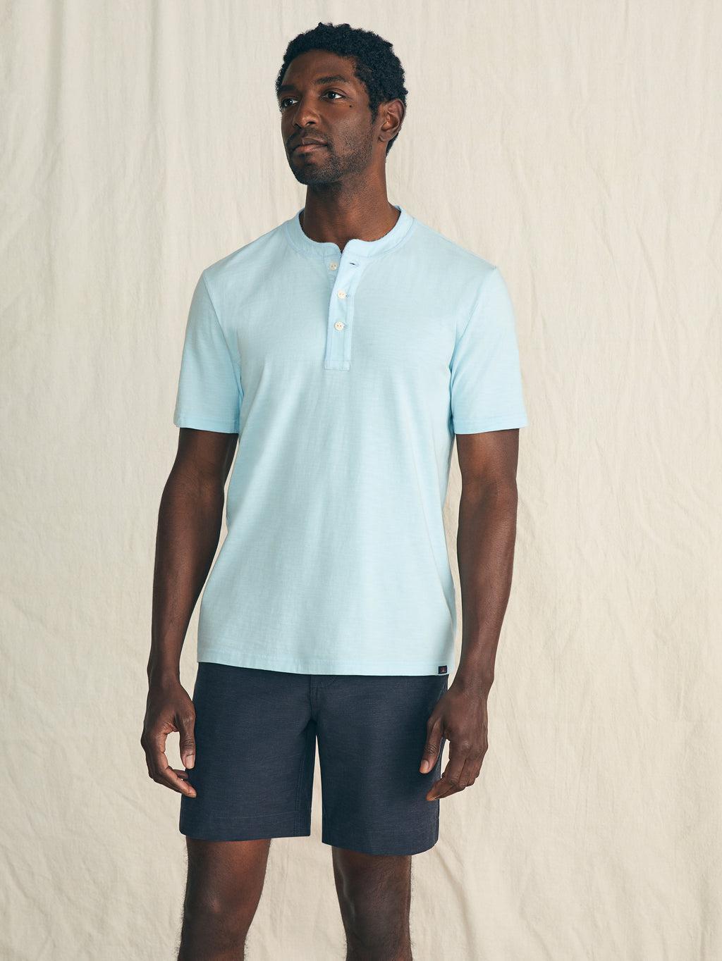 Short-Sleeve Sunwashed Henley - Blue Oasis Product Image