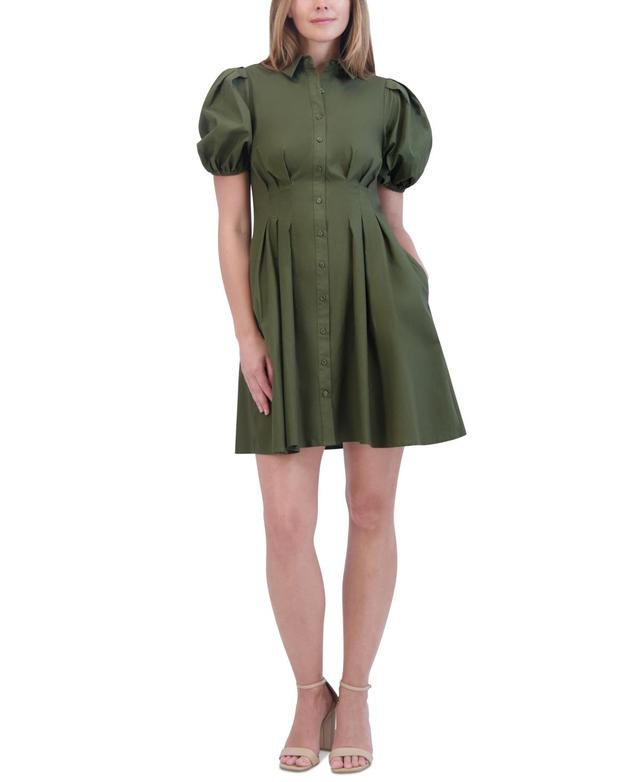 Eliza J Womens Cotton Bubble-Sleeve Shirtdress Product Image