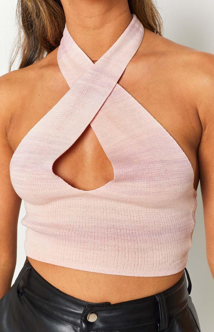 Juliana Knit Halter Top Pink Product Image