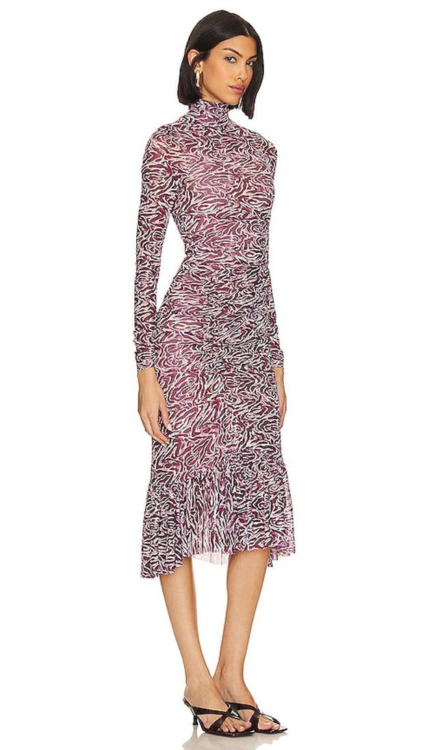 Layla Abstract-print Dress In Dark Plum Multi Product Image