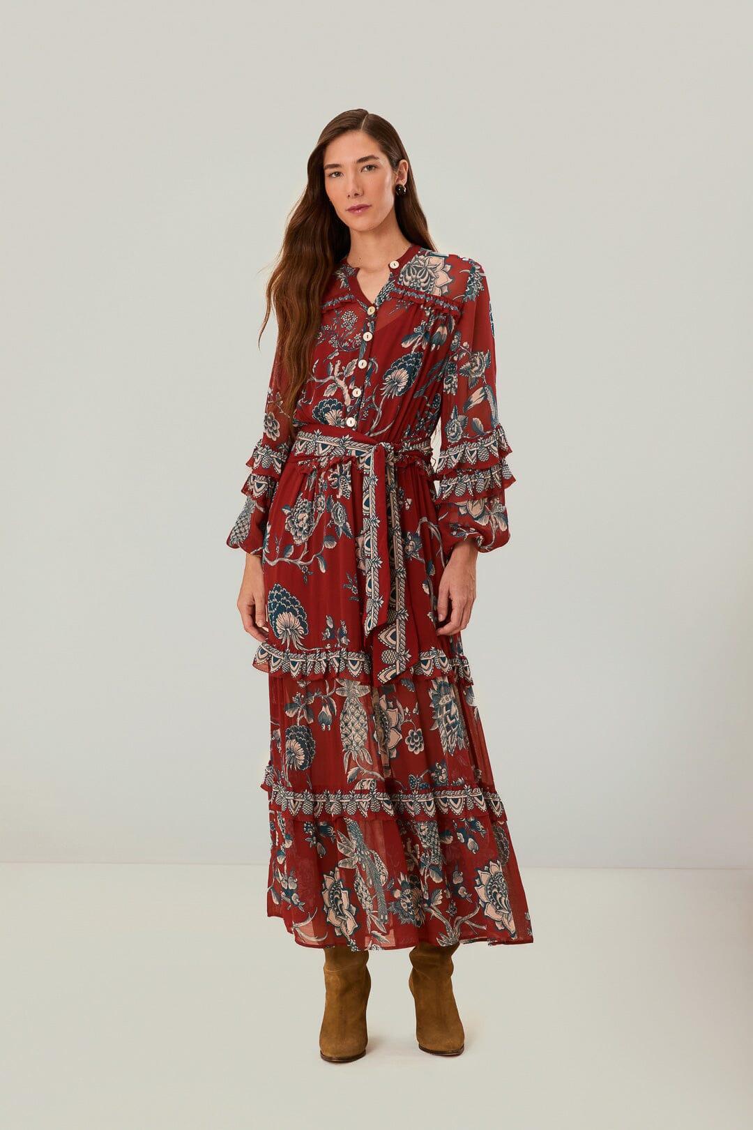 Red Tropical Landing Maxi Dress Product Image