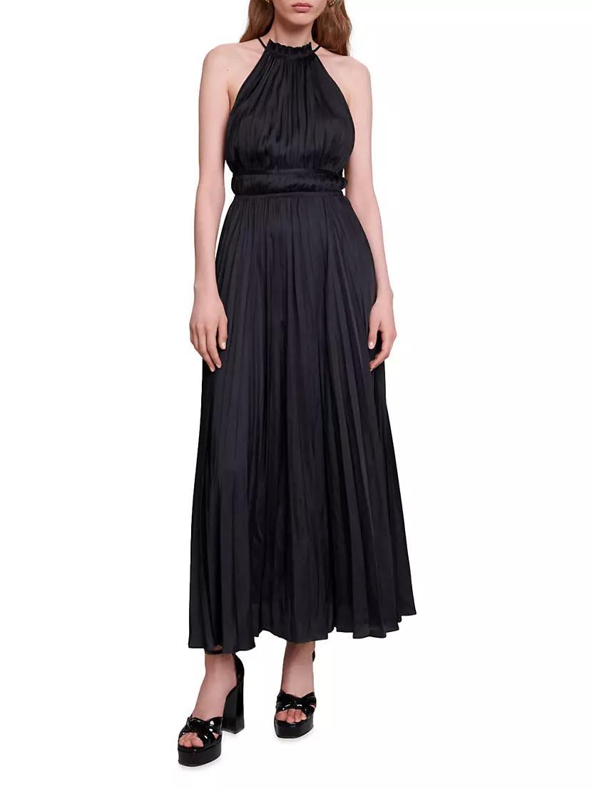 Pleated Satin Maxi Dress Product Image