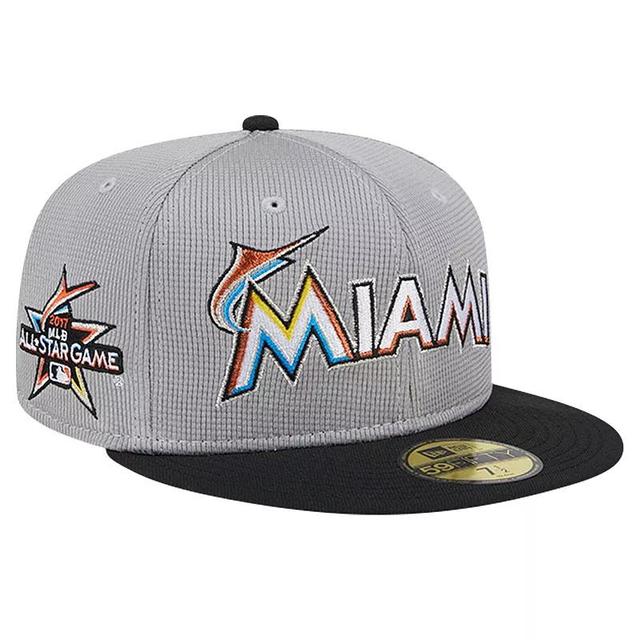 Mens New Era Gray Miami Marlins Pivot Mesh 59FIFTY Fitted Hat Product Image