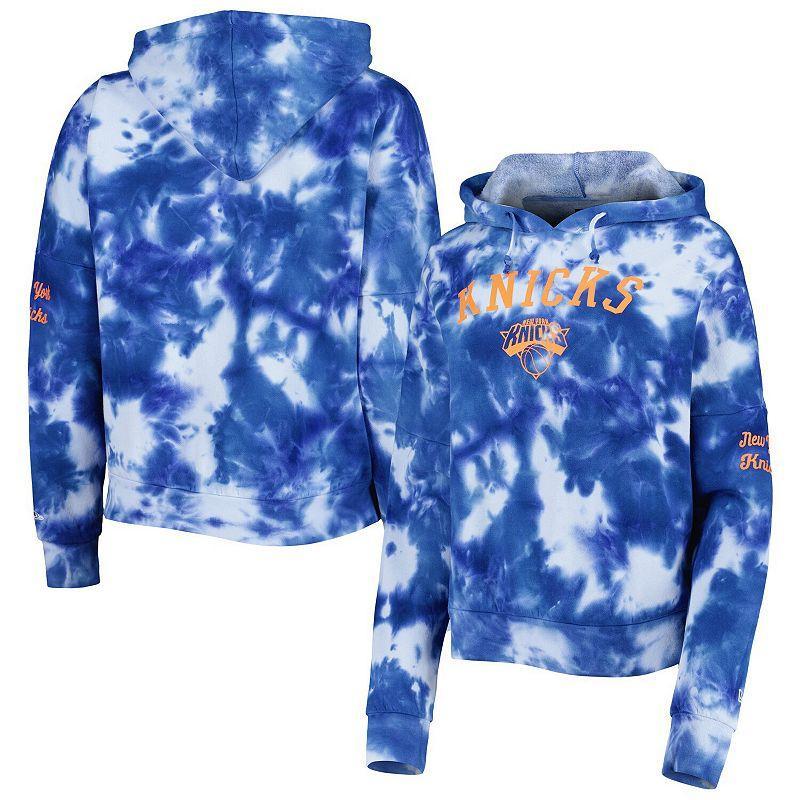 Womens New Era Royal New York Knicks Brushed Cotton Tie-Dye Pullover Hoodie Product Image