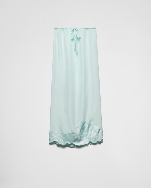 Embroidered habutai silk midi-skirt Product Image