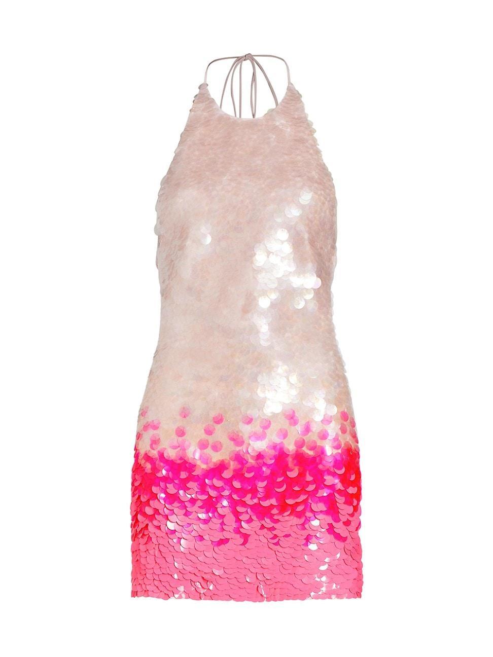 Womens Gradient Sequined Halter Minidress Product Image