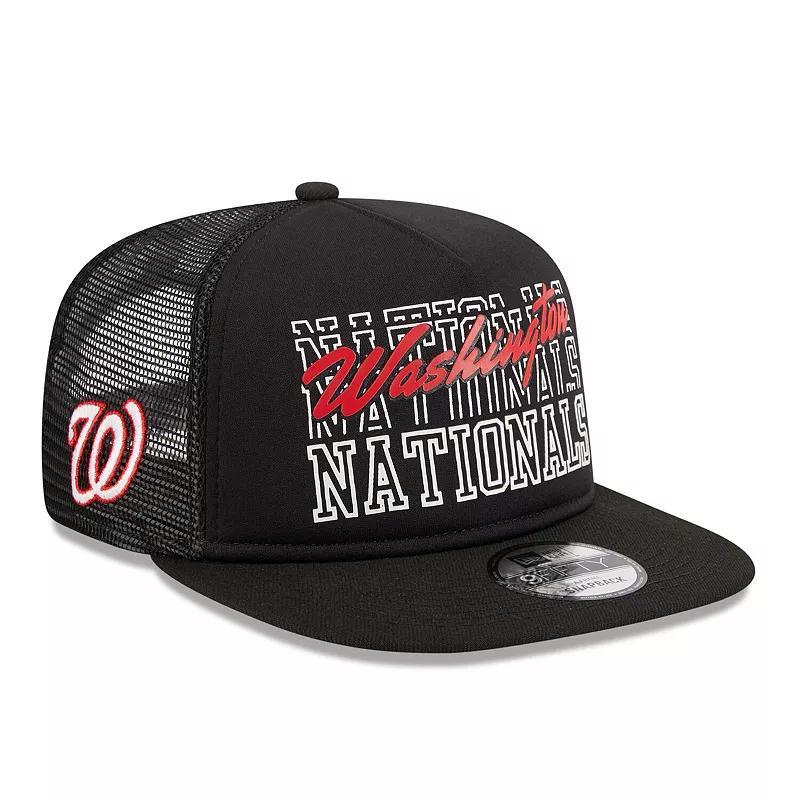 Mens New Era Black Washington Nationals Street Team A-Frame Trucker 9FIFTY Snapback Hat Product Image