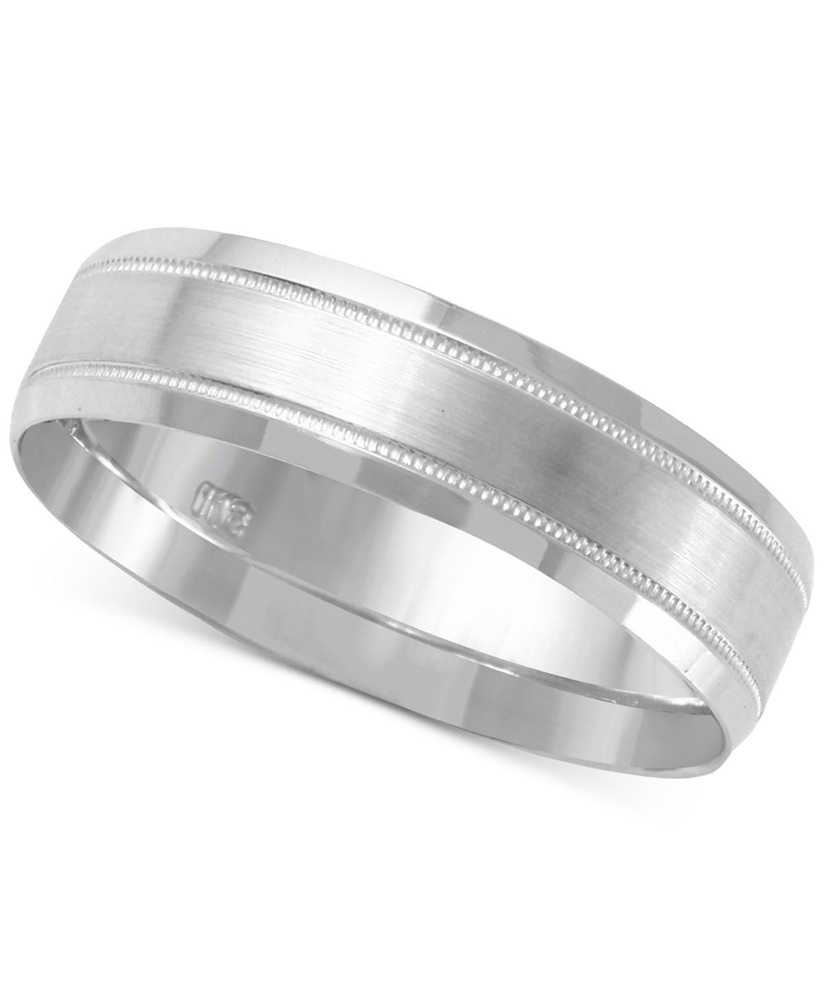 Mens Textured & Smooth Finish Band in 14k White Gold Product Image