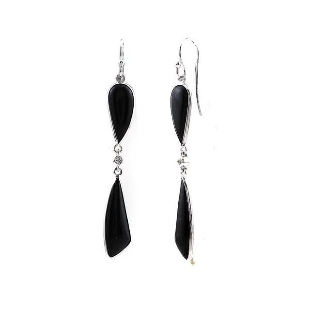 Gemistry Sterling Silver Gemstone Drop Earrings, Womens, Black Jade Product Image