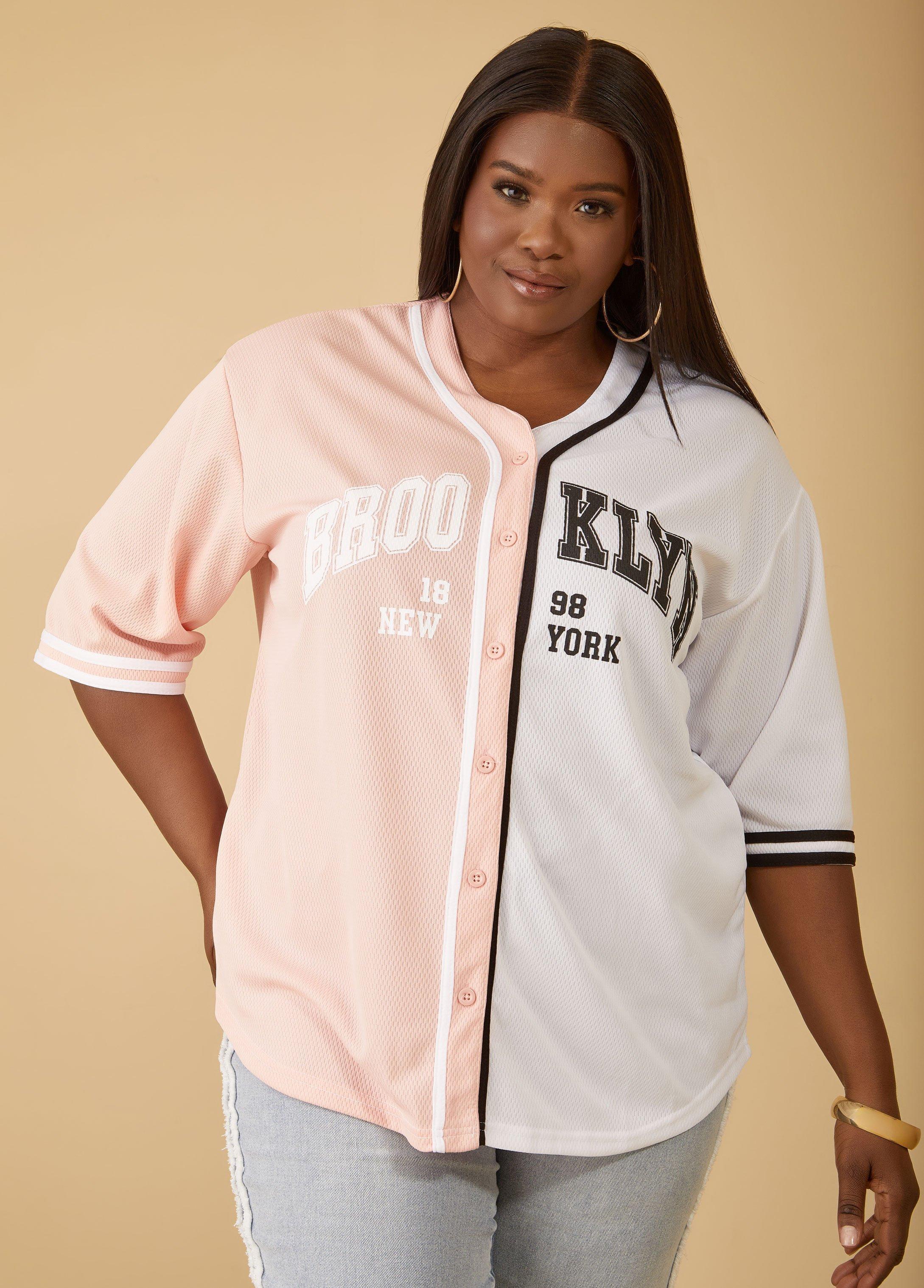 Plus Size Brooklyn Two Tone Baseball Jersey Ashley Stewart Product Image