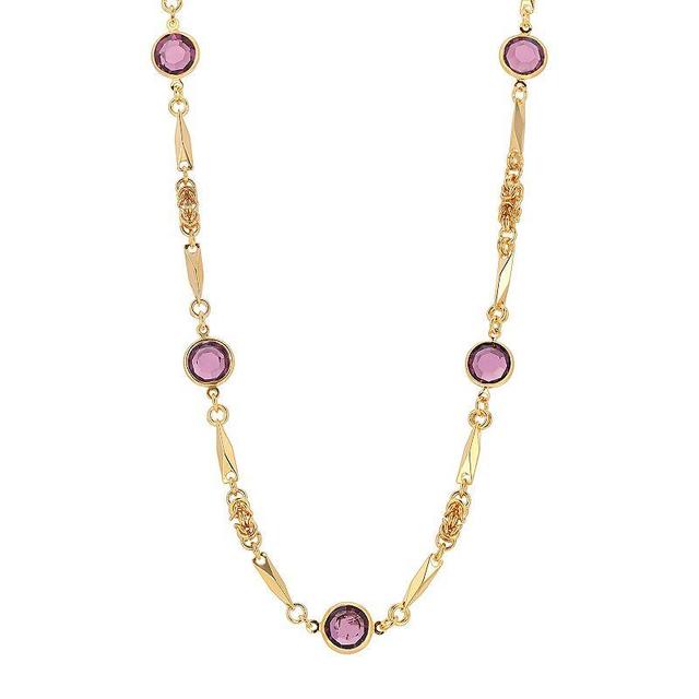 1928 Gold Tone Purple Crystal Art Deco Necklace, Womens Product Image