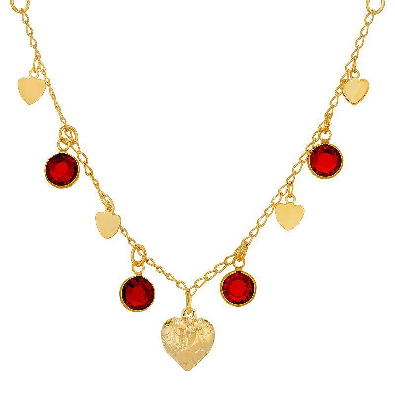 1928 Gold-Tone Black Diamond Channels With Hearts Drop Necklace, Womens, Grey Product Image