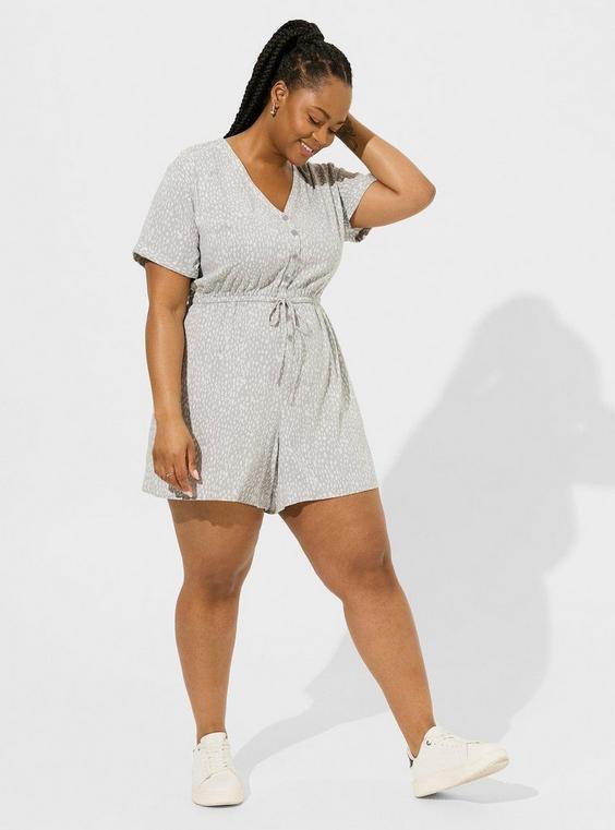 Rayon Slub Button Front Romper Product Image