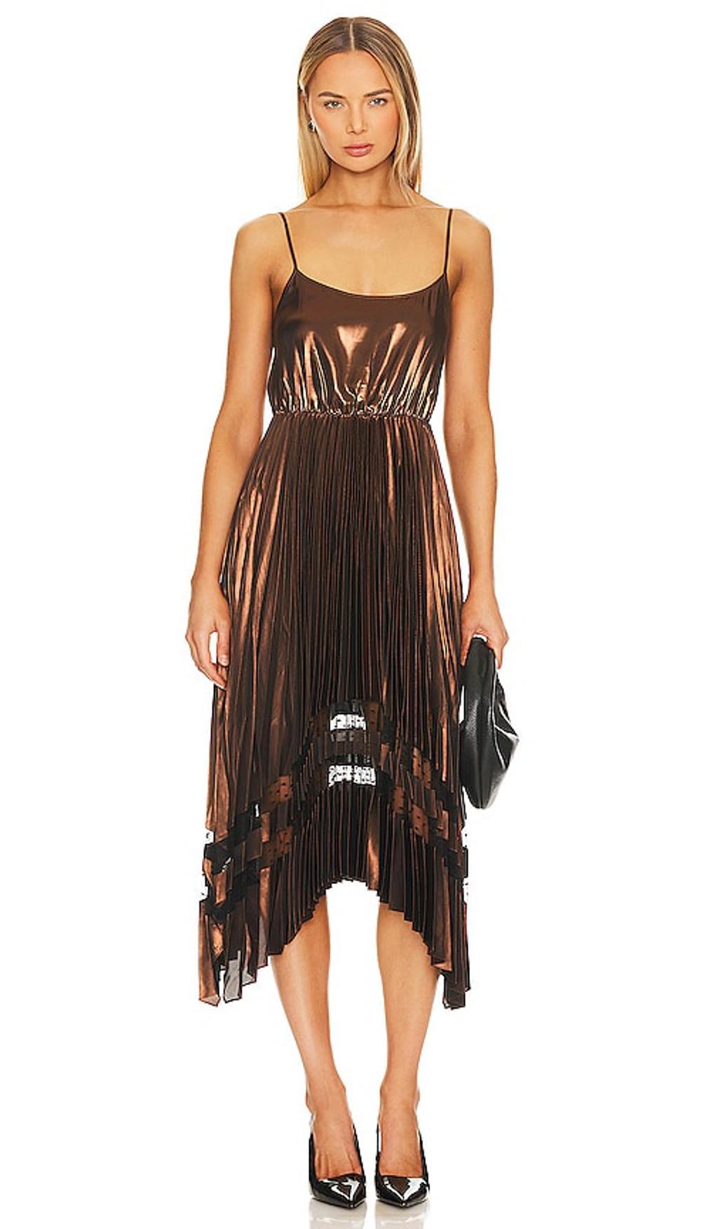 Nadia Foil Dress In Brown Product Image