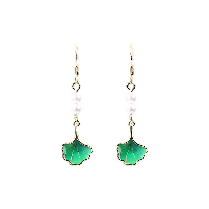 Leaf Faux Pearl Alloy Dangle Earring Product Image