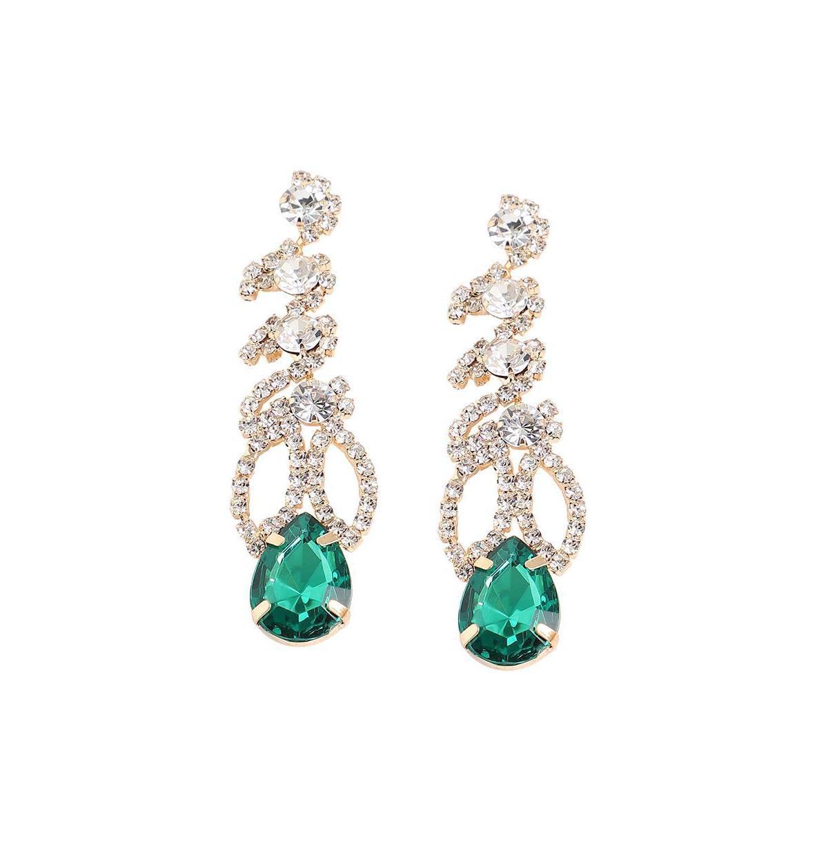 Sohi Womens Green Contrast Drop Earrings Product Image