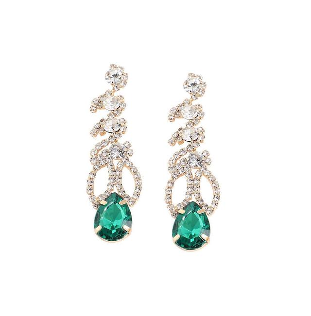 Sohi Womens Green Contrast Drop Earrings Product Image