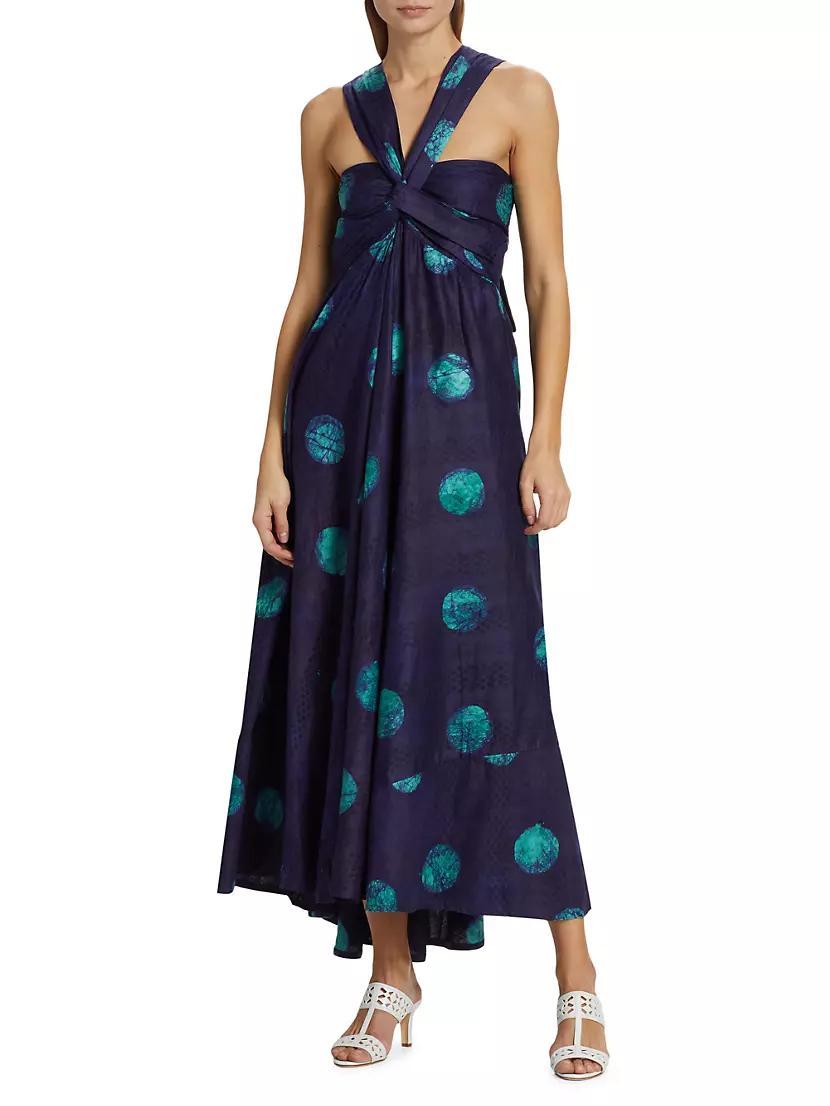 Anike Cotton Halter Dotted Maxi Dress Product Image